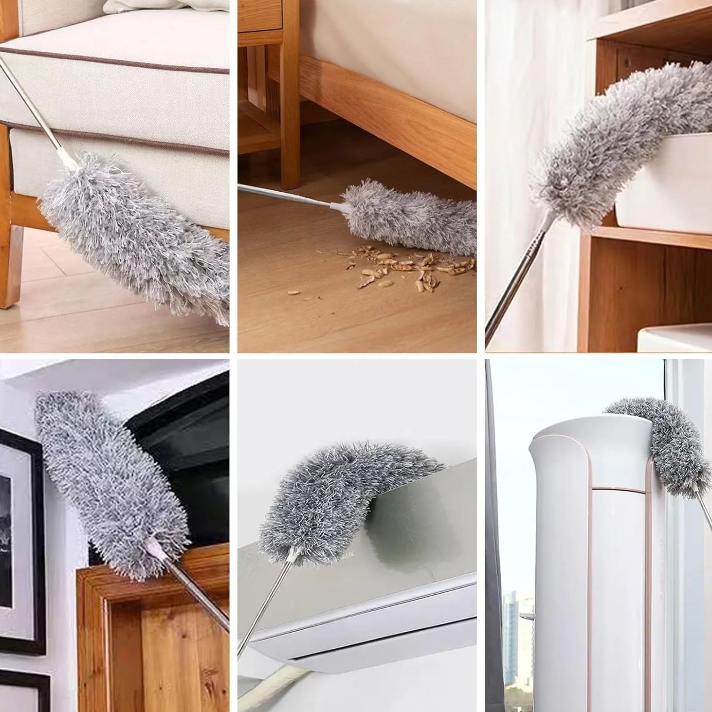Microfiber Fan Duster | Telescopic Extendable Gray Duster | 360