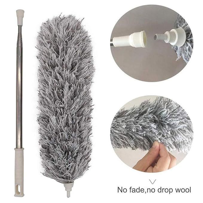 Microfiber Fan Duster | Telescopic Extendable Gray Duster | 360