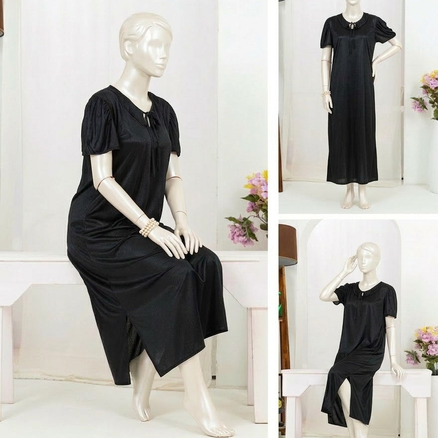 1 Pc Silk Satin Bow - 2 Pcs Premium Silk Lace - 2-Piece Women's Sleepwear Set