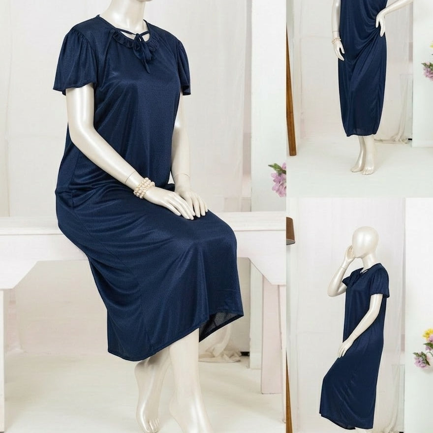 1 Pc Silk Satin Bow - 2 Pcs Premium Silk Lace - 2-Piece Women's Sleepwear Set