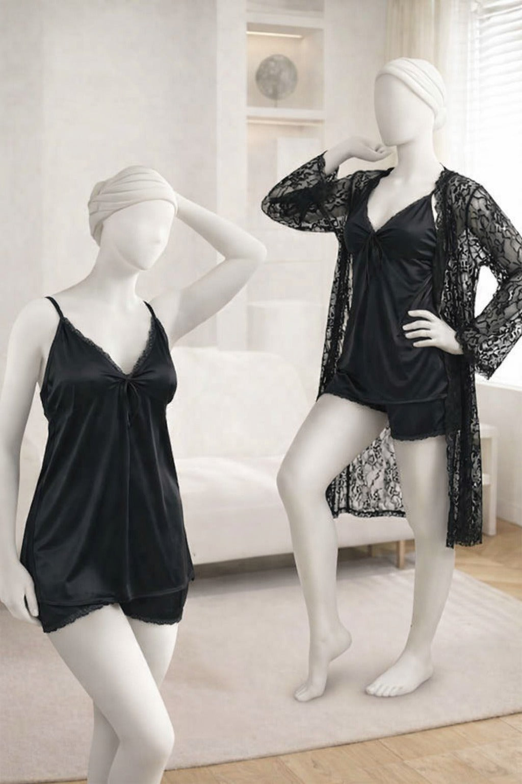 3-Piece Women's Sleepwear Set - Elegant 3-Piece Women's Nightwear Set-
