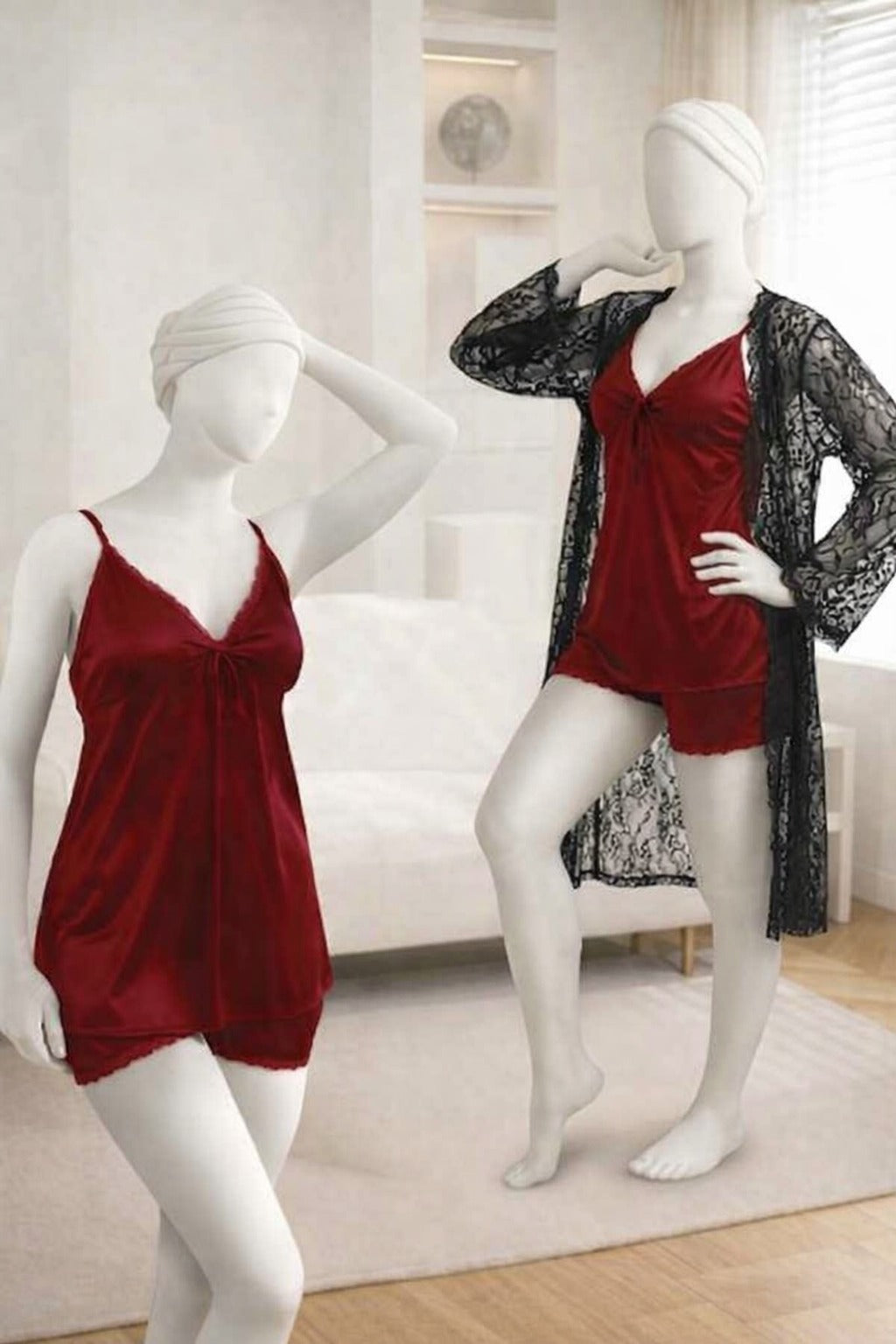 3-Piece Women's Sleepwear Set - Elegant 3-Piece Women's Nightwear Set-