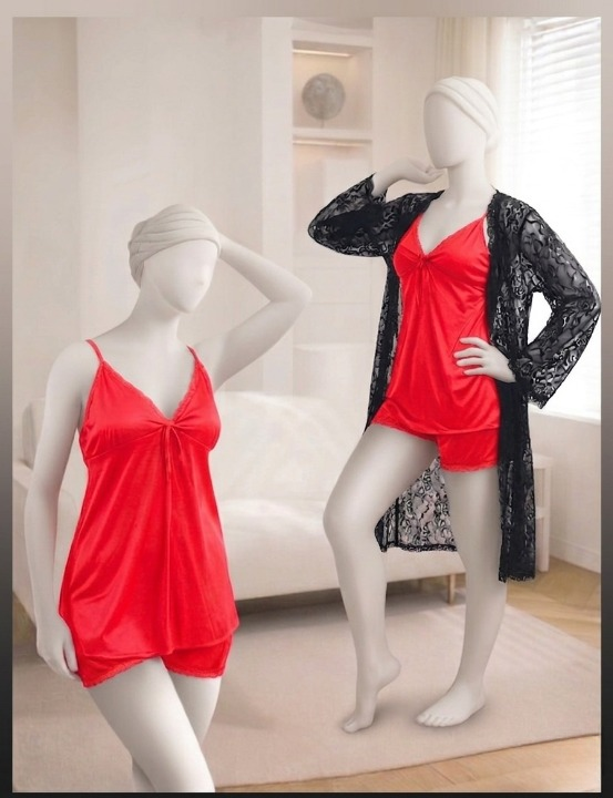 3-Piece Women's Sleepwear Set - Elegant 3-Piece Women's Nightwear Set-