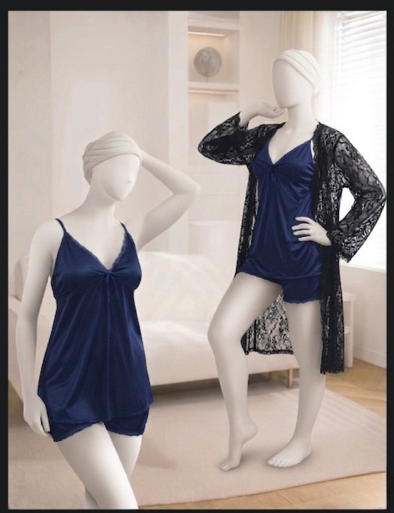 3-Piece Women's Sleepwear Set - Elegant 3-Piece Women's Nightwear Set-