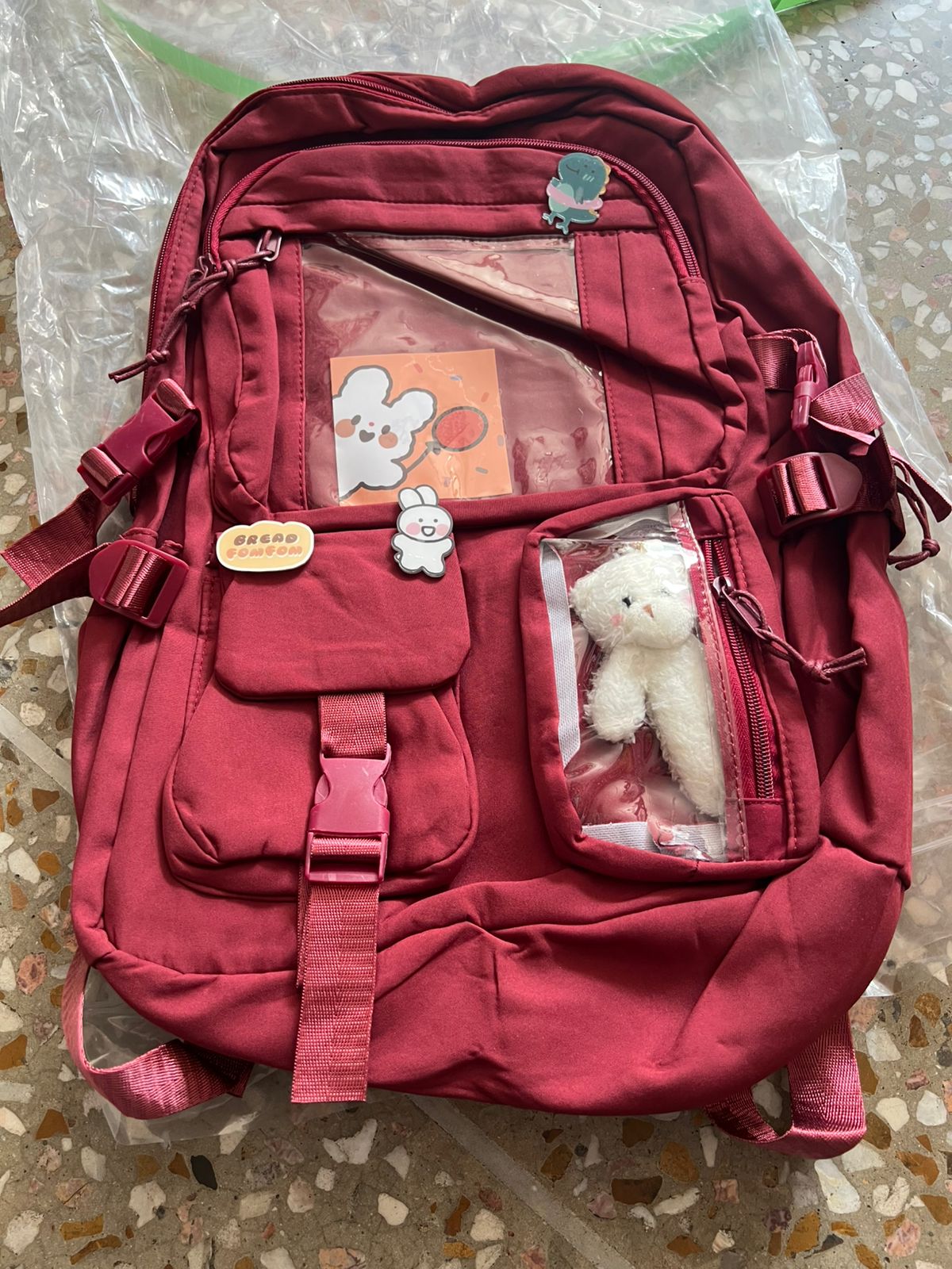 Cute Women Backpack Multi Pocket Canvas School Bag