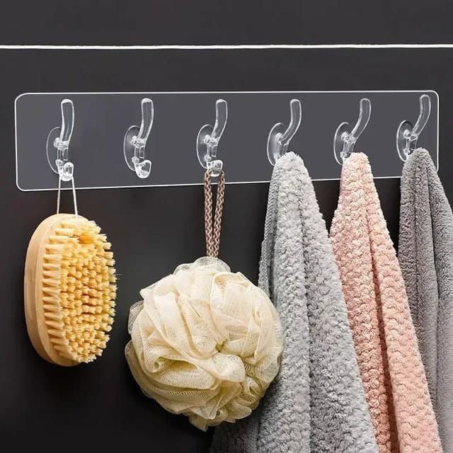 5 pcs Seamless Heavy Duty Transparent Sticky Hooks Strip