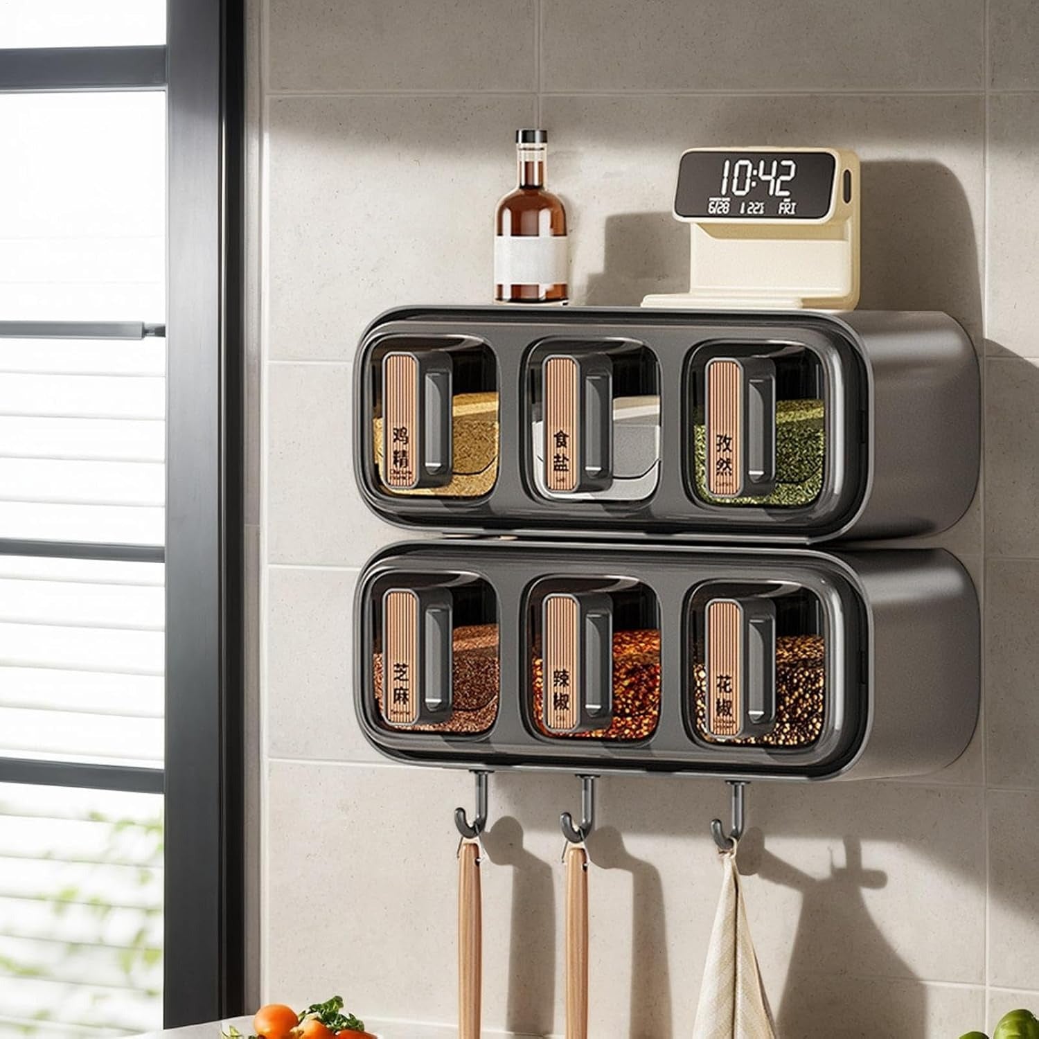 Wall Mounted Seasoning Box Condiment Containers Space