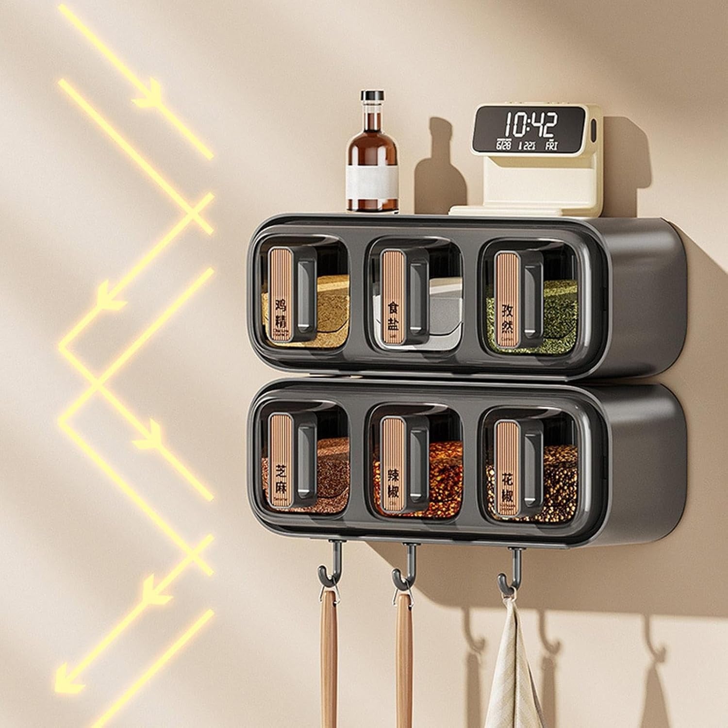 Wall Mounted Seasoning Box Condiment Containers Space