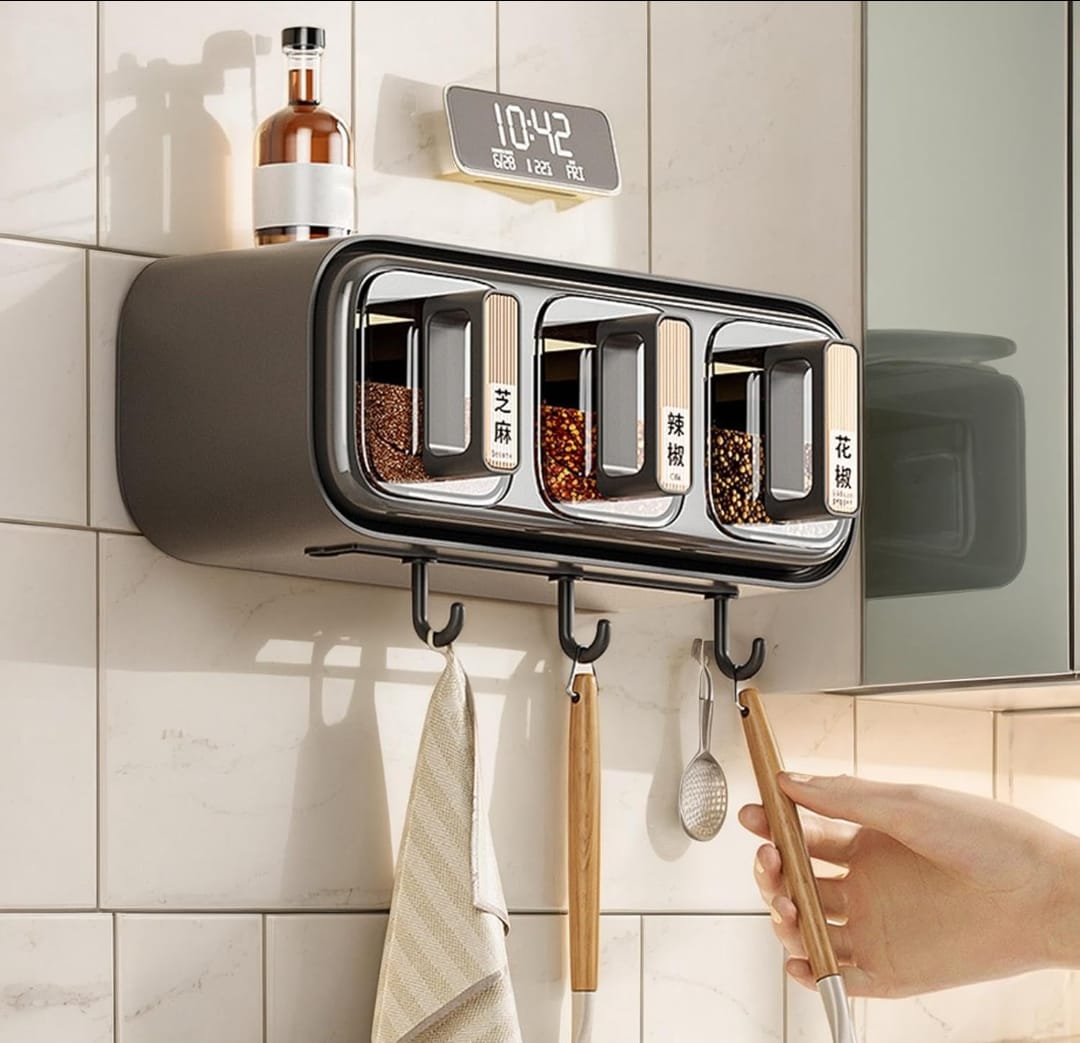 Wall Mounted Seasoning Box Condiment Containers Space