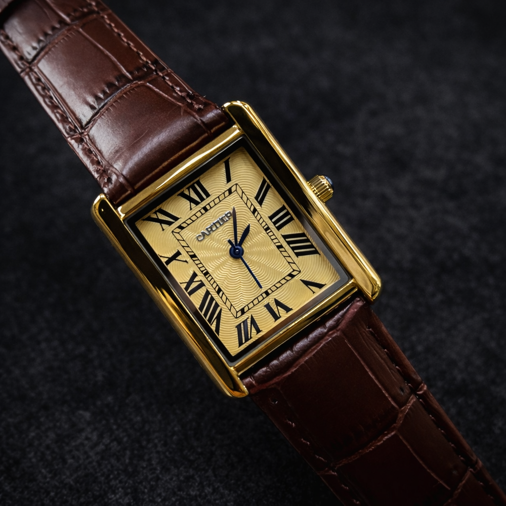 Cartier Style Rectangular Analog Watch