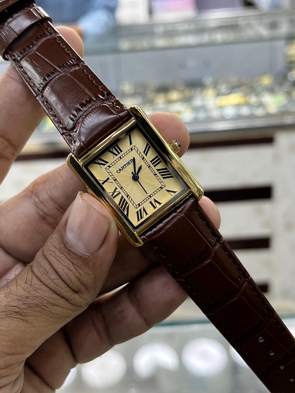 Cartier Style Rectangular Analog Watch