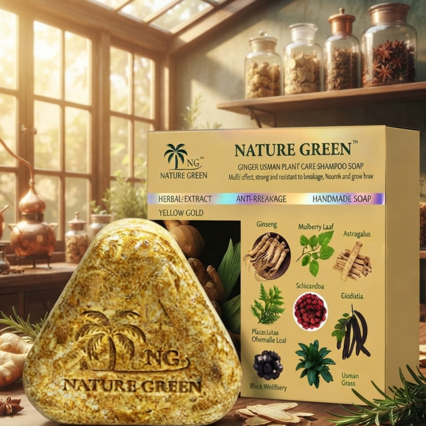 24K Gold Leaf ,Yellow Gold , Green , Black , Ganoderma Hair Darkening Soap