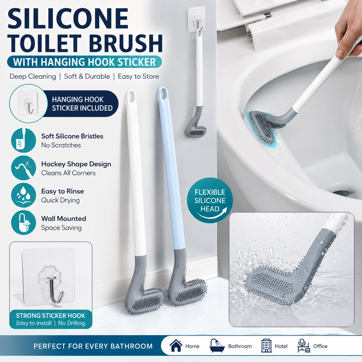 Toilet Cleaning Brush With Hanging Sticker