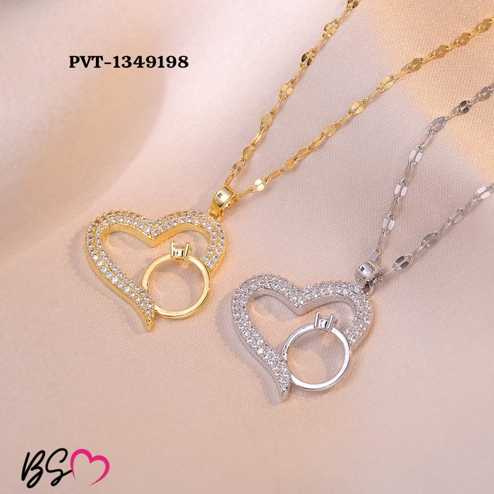 Korean Heart Locket With Ring – Elegant Golden Pendant