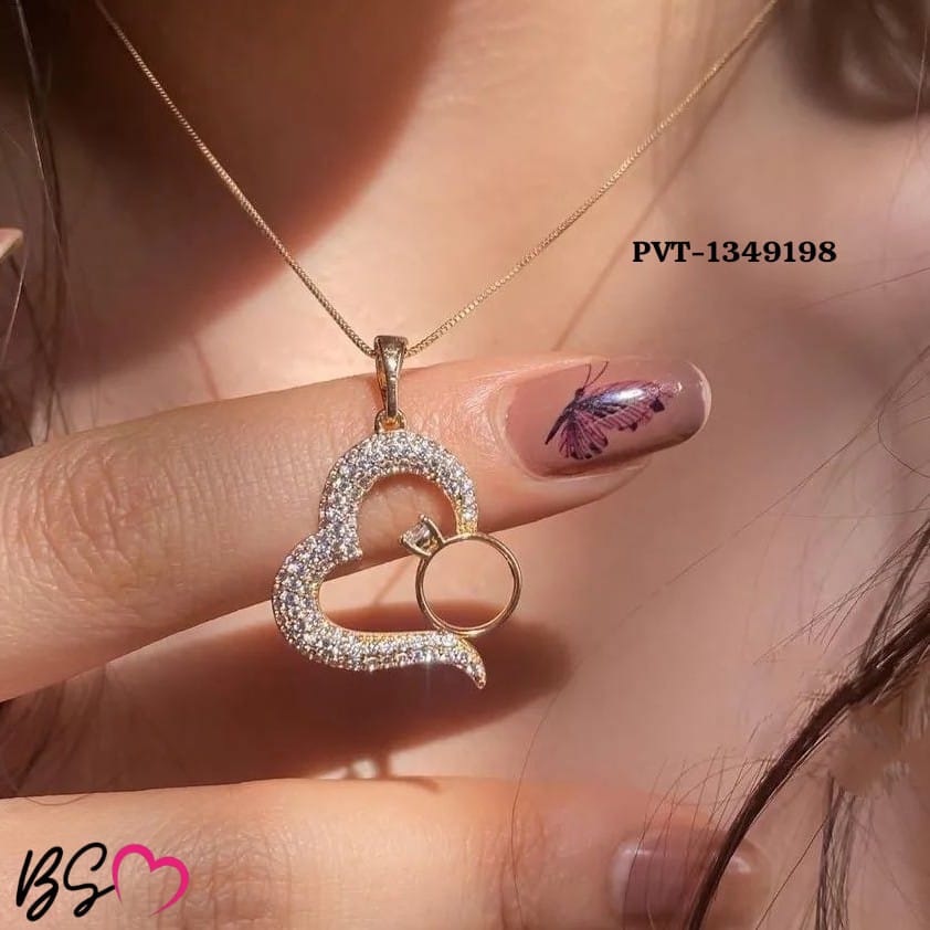 Korean Heart Locket With Ring – Elegant Golden Pendant