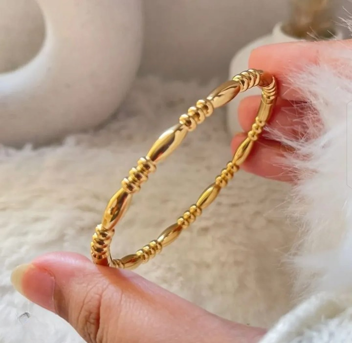 Filled Dots Bambo Korean Bangle - Jewelry