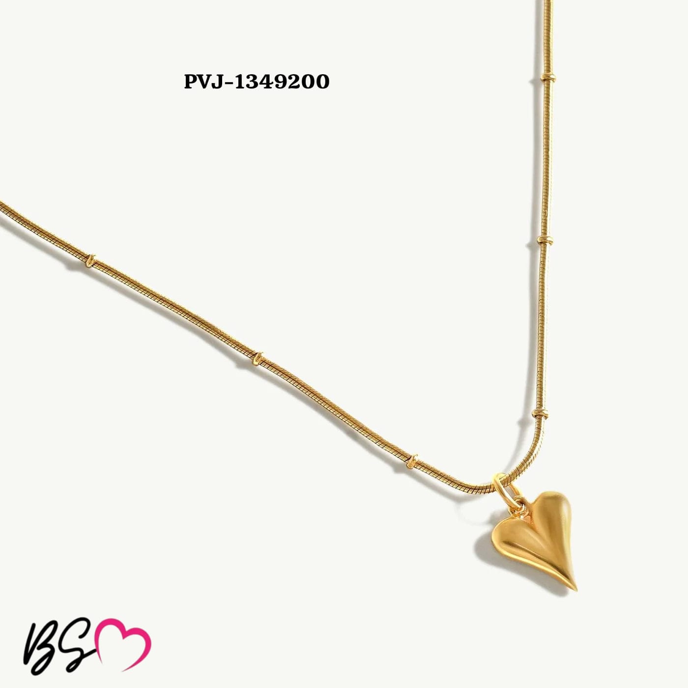 Ball Chain Heart Korean Pendant – Elegant Golden Necklace