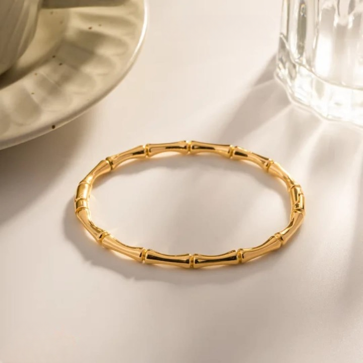 Filled Dots Bambo Korean Bangle - Jewelry
