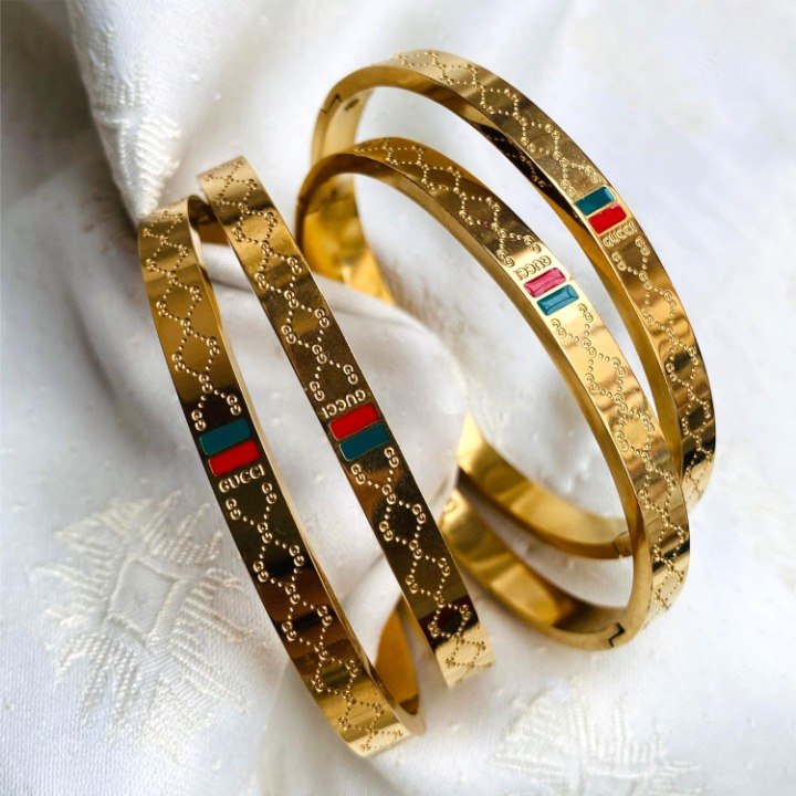 Filled Dots Bambo Korean Bangle - Jewelry