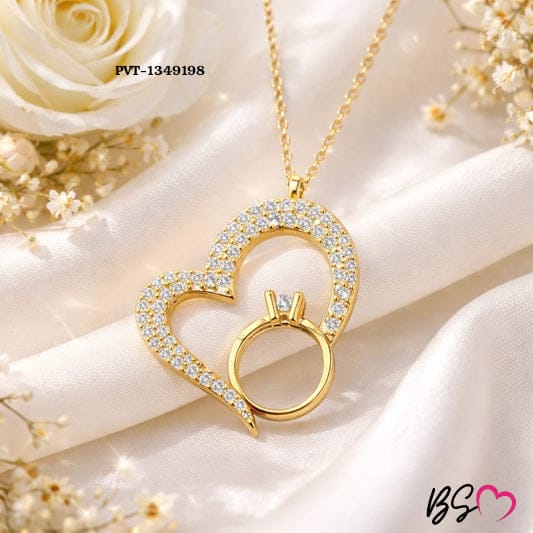 Korean Heart Locket With Ring – Elegant Golden Pendant