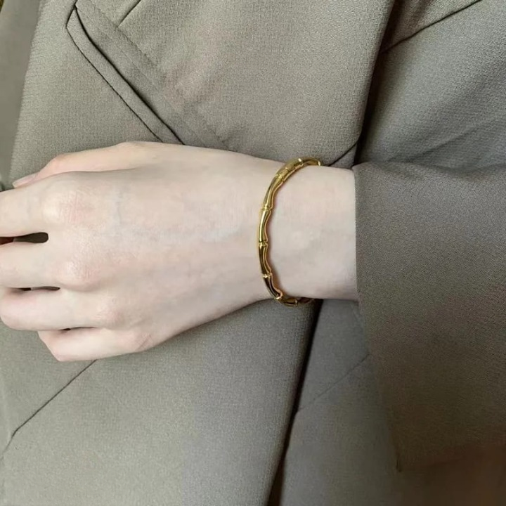 Filled Dots Bambo Korean Bangle - Jewelry